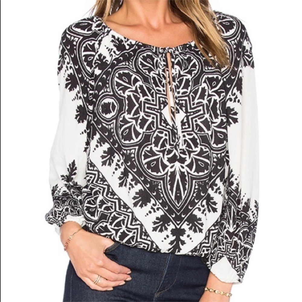 ALICE + OLIVIA Naya Print Peasant Blouse